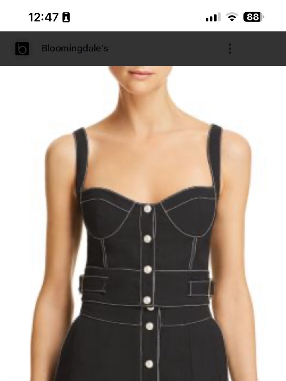 Alice McCall Black Bustier Top with White Contrast Stitching